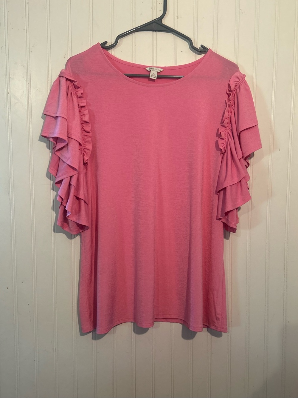 Cato Pink Ruffle Blouse With Cascading Sleeves